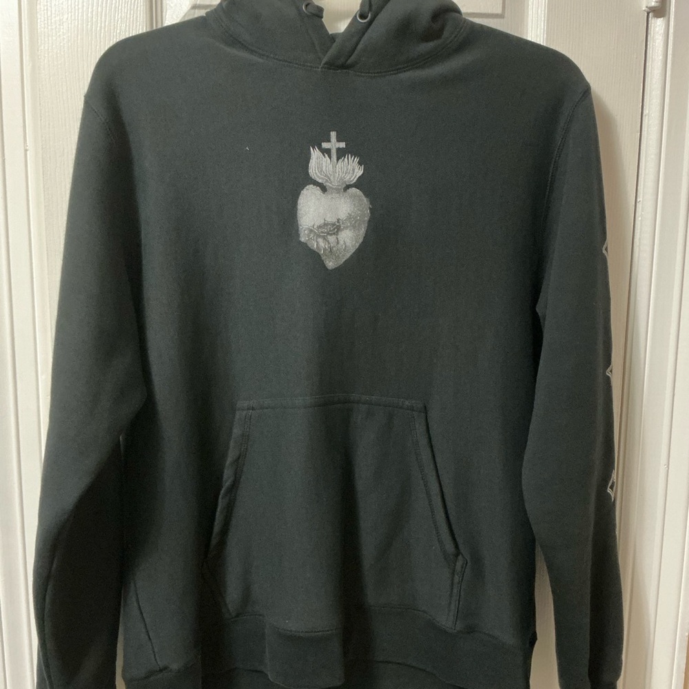 Men's Black Hoodie with Heart Design